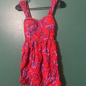 Floral Red Mini Dress